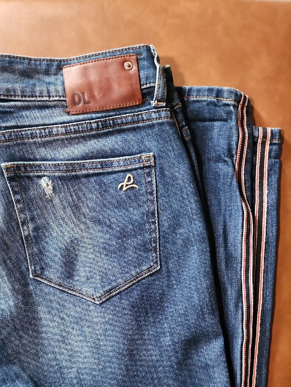 Vintage DL1961 Azalea Relaxed Skinny Jeans with Side Stripe